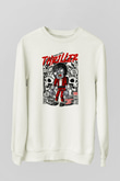 Michael Jakson Zombie Baskılı Unisex Beyaz Sweatshirt