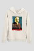 Michael Pupin Alıntı Baskılı Unisex Ekru Hoodie