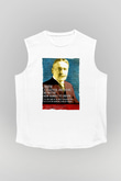 Michael Pupin Alıntı Baskılı Unisex Kolsuz Beyaz Tişört - Tshirt