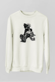 Mickey Baskılı Unisex Beyaz  Sweatshirt