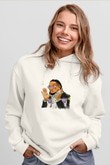 Migos Baskılı Unisex Beyaz Kapüşonlu Sweatshirt