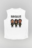 Migos Beyaz Unisex Kolsuz Tişört