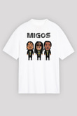Migos Beyaz Unisex Oversize Tişört T-Shirt