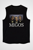 Migos Siyah Unisex Kolsuz Tişört