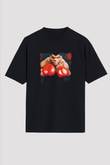 Mike Tyson Baskılı Unisex Siyah Oversize Tişört