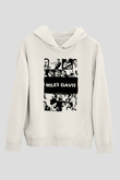 Miles Davis Baskılı Beyaz Unisex Kapüşonlu Sweatshirt
