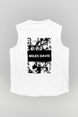 Miles Davis Baskılı Beyaz Unisex Kolsuz Tişört - Tshirt