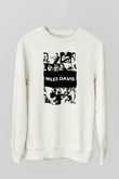 Miles Davis Baskılı Beyaz Unisex Sweatshirt