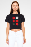 Miles Davis Baskılı Siyah Crop Top Kadın Tişört - Tshirt
