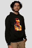 Miles Davis Baskılı Unisex Siyah Kapüşonlu Sweatshirt