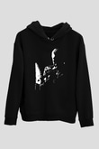 Miles Davis Baskılı Unisex Siyah Kapüşonlu Sweatshirt