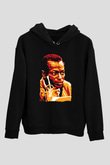 Miles Davis Baskılı Unisex Siyah Kapüşonlu Sweatshirt