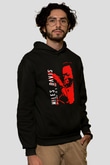Miles Davis Baskılı Unisex Siyah Kapüşonlu Sweatshirt
