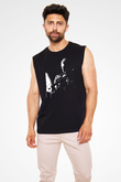Miles Davis Baskılı Unisex Siyah Kolsuz Tişört - Tshirt