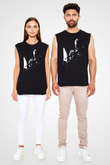 Miles Davis Baskılı Unisex Siyah Kolsuz Tişört - Tshirt