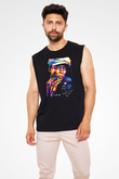 Miles Davis Baskılı Unisex Siyah Kolsuz Tişört - Tshirt