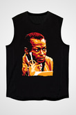 Miles Davis Baskılı Unisex Siyah Kolsuz Tişört - Tshirt