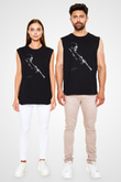 Miles Davis Baskılı Unisex Siyah Kolsuz Tişört - Tshirt