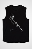 Miles Davis Baskılı Unisex Siyah Kolsuz Tişört - Tshirt