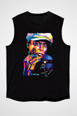 Miles Davis Baskılı Unisex Siyah Kolsuz Tişört - Tshirt