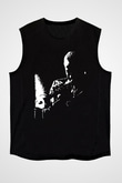 Miles Davis Baskılı Unisex Siyah Kolsuz Tişört - Tshirt
