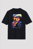 Miles Davis Baskılı Unisex Siyah Oversize Tişört - Tshirt