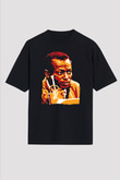 Miles Davis Baskılı Unisex Siyah Oversize Tişört - Tshirt