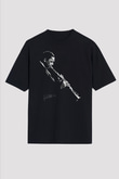 Miles Davis Baskılı Unisex Siyah Oversize Tişört - Tshirt