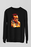 Miles Davis Baskılı Unisex Siyah Sweatshirt