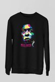 Miles Davis Baskılı Unisex Siyah Sweatshirt