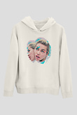 Miley Cyrus Baskılı Beyaz Unisex Kapüşonlu Sweatshirt