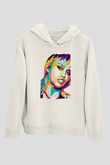 Miley Cyrus Baskılı Beyaz Unisex Kapüşonlu Sweatshirt