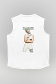Miley Cyrus Baskılı Beyaz Unisex Kolsuz Tişört - Tshirt