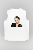 Miley Cyrus Baskılı Beyaz Unisex Kolsuz Tişört - Tshirt