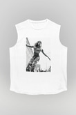Miley Cyrus Baskılı Beyaz Unisex Kolsuz Tişört - Tshirt