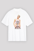 Miley Cyrus Baskılı Beyaz Unisex Oversize Tişört - Tshirt