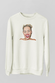 Miley Cyrus Baskılı Beyaz Unisex Sweatshirt