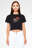 Miley Cyrus Baskılı Siyah Crop Top Kadın Tişört - Tshirt