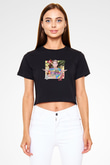 Miley Cyrus Baskılı Siyah Crop Top Kadın Tişört - Tshirt