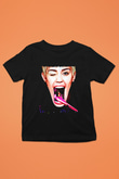 Miley Cyrus Baskılı Unisex Siyah Çocuk Tişört - Tshirt