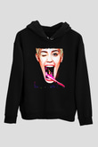 Miley Cyrus Baskılı Unisex Siyah Hoodie