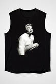 Miley Cyrus Baskılı Unisex Siyah Kolsuz Tişört - Tshirt