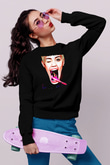 Miley Cyrus Baskılı Unisex Siyah Sweatshirt