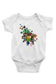 Minecraft Baskılı Beyaz Unisex Bebek Body - Zıbın
