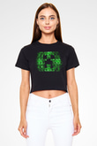 Minecraft Siyah Crop Top Tişört