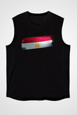 Mısır - Egypt Bayrağı Baskılı Unisex Siyah Kolsuz Tişört