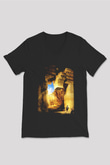 Mısır Harabeleri Siyah Unisex V Yaka Tişört T-Shirt