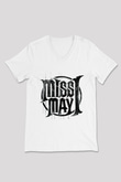 Miss May I Beyaz Unisex V Yaka Tişört T-Shirt