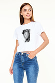 Missy Elliott Baskılı Beyaz Kadın Crop Top Tişört