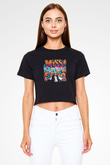 Missy Elliott Baskılı Crop Top Siyah Kadın Tişört